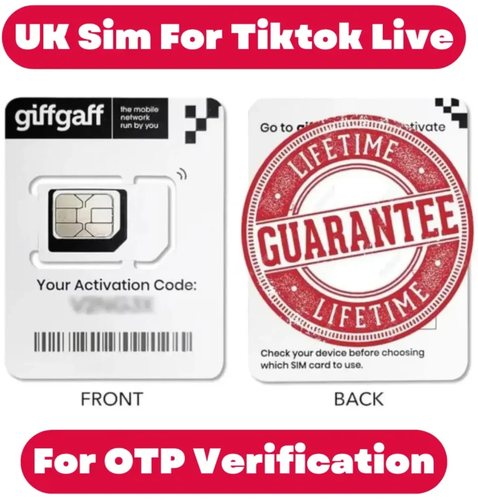 GiffGaff UK Physical Sim For Tiktok Live & OTPs